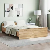 gultas rāmis ar galvgali un kājgali, koka krāsa, 135X190 cm