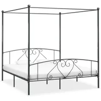 gultas rāmis ar nojumi, pelēks, metāls, 180X200 cm