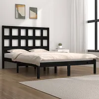 gultas rāmis, melns, priedes masīvkoks, 150X200 cm, King izmērs