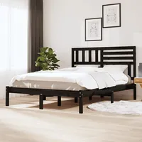 gultas rāmis, priedes masīvkoks, melns, 140X200 cm