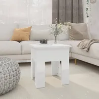 kafijas galdiņš, spīdīgi balts, 40X40X42 cm, skaidu plāksne
