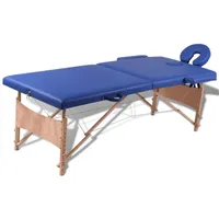 masāžas galds, saliekams, 2 daļas, koka rāmis, zils