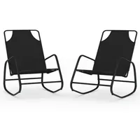sauļošanās šūpuļkrēsli, 2 gab., melni, tērauds un tekstilēns