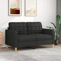 vidaXL divvietīgs dīvāns, melns audums, 140 cm