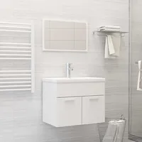 2-Daļīgs vannasistabas mēbeļu komplekts, balts, skaidu plāksne