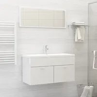 2-Daļīgs vannasistabas mēbeļu komplekts, balts, skaidu plāksne