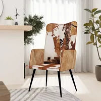 atpūtas krēsls, brūns ar baltu, dabīgā āda