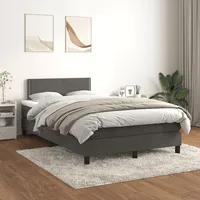 atsperu gulta ar matraci, tumši pelēka samts, 120X200 cm