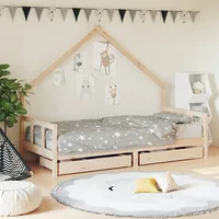bērnu gultas rāmis ar atvilktnēm, 90X200 cm, priedes masīvkoks