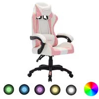 biroja krēsls, Rgb Led gaismas, rozā un melna mākslīgā āda