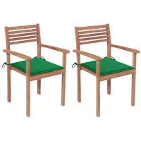 dārza krēsli, 2 gab., zaļi matrači, masīvs tīkkoks