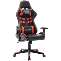datorspēļu krēsls, melna un sarkana mākslīgā āda