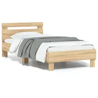 gultas rāmis ar galvgali un Led, koka krāsa, 75X190 cm