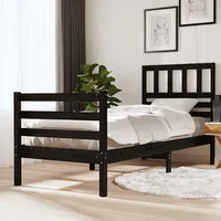 gultas rāmis, melns, masīvkoks, 90X200 cm
