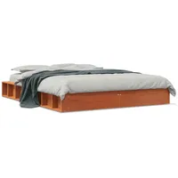 gultas rāmis, vaska brūnas, 135X190 cm, priedes masīvkoks