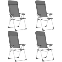 kempinga krēsli, 4 gab., pelēki, alumīnijs, salokāmi