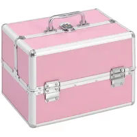 kosmētikas koferis, 22X30X21 cm, alumīnijs, rozā