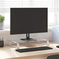 monitora statīvs, 60X35X8 cm, balts, rūdīts stikls, metāls
