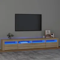 Tv skapītis ar Led apgaismojumu, ozolkoka krāsa, 240X35X40 cm