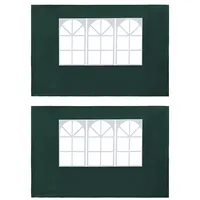vidaXL dārza telts sānu sienas, 2 gab., ar logiem, Pe, zaļas