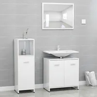 3-Daļīgs vannasistabas mēbeļu komplekts, balts, skaidu plāksne
