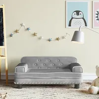 bērnu dīvāns, gaiši pelēks, 70X45X30 cm, samts