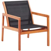 dārza atpūtas krēsls, melns, eikalipta masīvkoks un tekstilēns