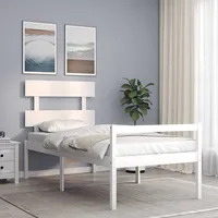 gultas rāmis ar galvgali, balts, vienvietīgs, masīvkoks