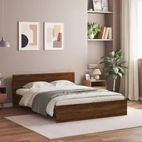 gultas rāmis ar galvgali, brūna koka krāsa, 150X200 cm