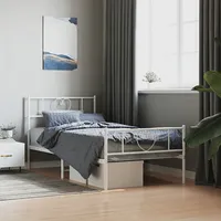 gultas rāmis ar galvgali un kājgali, balts metāls, 75X190 cm