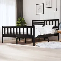 gultas rāmis, melns, masīvkoks, 160X200 cm