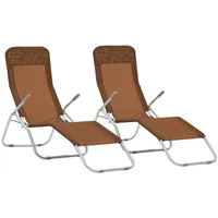 saliekami sauļošanās krēsli, 2 gab., pelēkbrūns tekstilēns