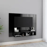 sienas Tv plaukts, spīdīgi melns, 120X23,5X90 cm, skaidu plātne