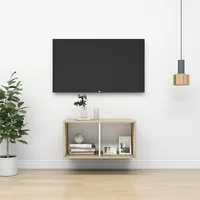 sienas Tv skapītis, balts, ozola, 37X37X72 cm, skaidu plāksne