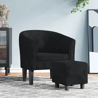 vidaXL atpūtas krēsls ar kājsoliņu, melns samts