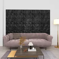 3D sienas paneļi, 24 gab., 50X50 cm, melni dimanti, 6 m²