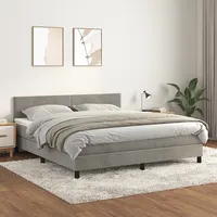 atsperu gulta ar matraci, gaiši pelēka samts, 180X200 cm