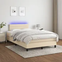 atsperu gulta ar matraci, Led, krēmkrāsas audums, 120X200 cm