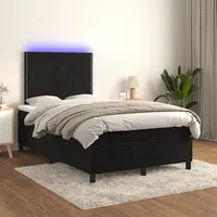 atsperu gulta ar matraci, Led, melns samts, 120X200 cm