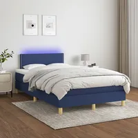 atsperu gulta ar matraci, Led, zils audums, 120X200 cm