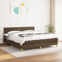 atsperu gulta ar matraci, tumši brūns, 180X200 cm, audums