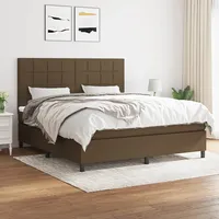 atsperu gulta ar matraci, tumši brūns, 180X200 cm, audums
