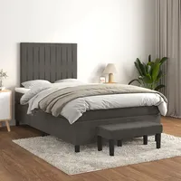 atsperu gulta ar matraci, tumši pelēka samts, 120X200 cm