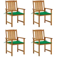 dārza krēsli ar matračiem, 4 gab., akācijas masīvkoks