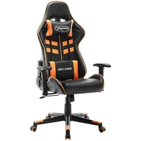 datorspēļu krēsls, melna un oranža mākslīgā āda