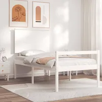 gultas rāmis ar galvgali, 2Ft6, vienvietīgs, masīvkoks, balts