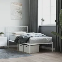 gultas rāmis ar galvgali, balts metāls, 90X200 cm