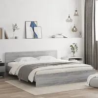 gultas rāmis ar galvgali, pelēka ozola krāsa, 180X200 cm