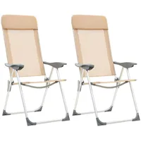 kempinga krēsli, 2 gab., krēmkrāsā, alumīnijs, salokāmi