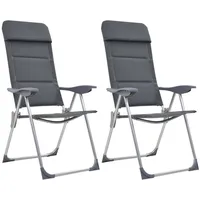 kempinga krēsli, 2 gab., pelēki, 58X69X111 cm, alumīnijs